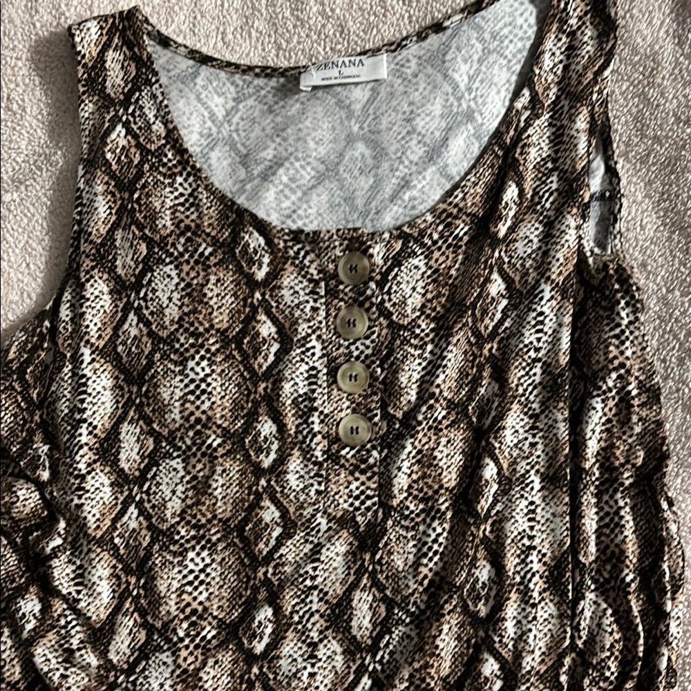 Women's Snake Print jumpsuit- Brown